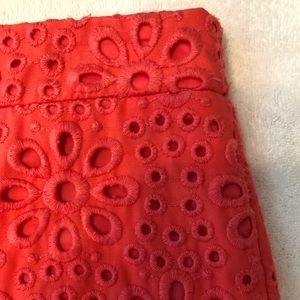 NWT J. Crew Coral Pinwheel Eyelet No. 2 Skirt